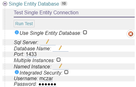 Single Entity Database Information